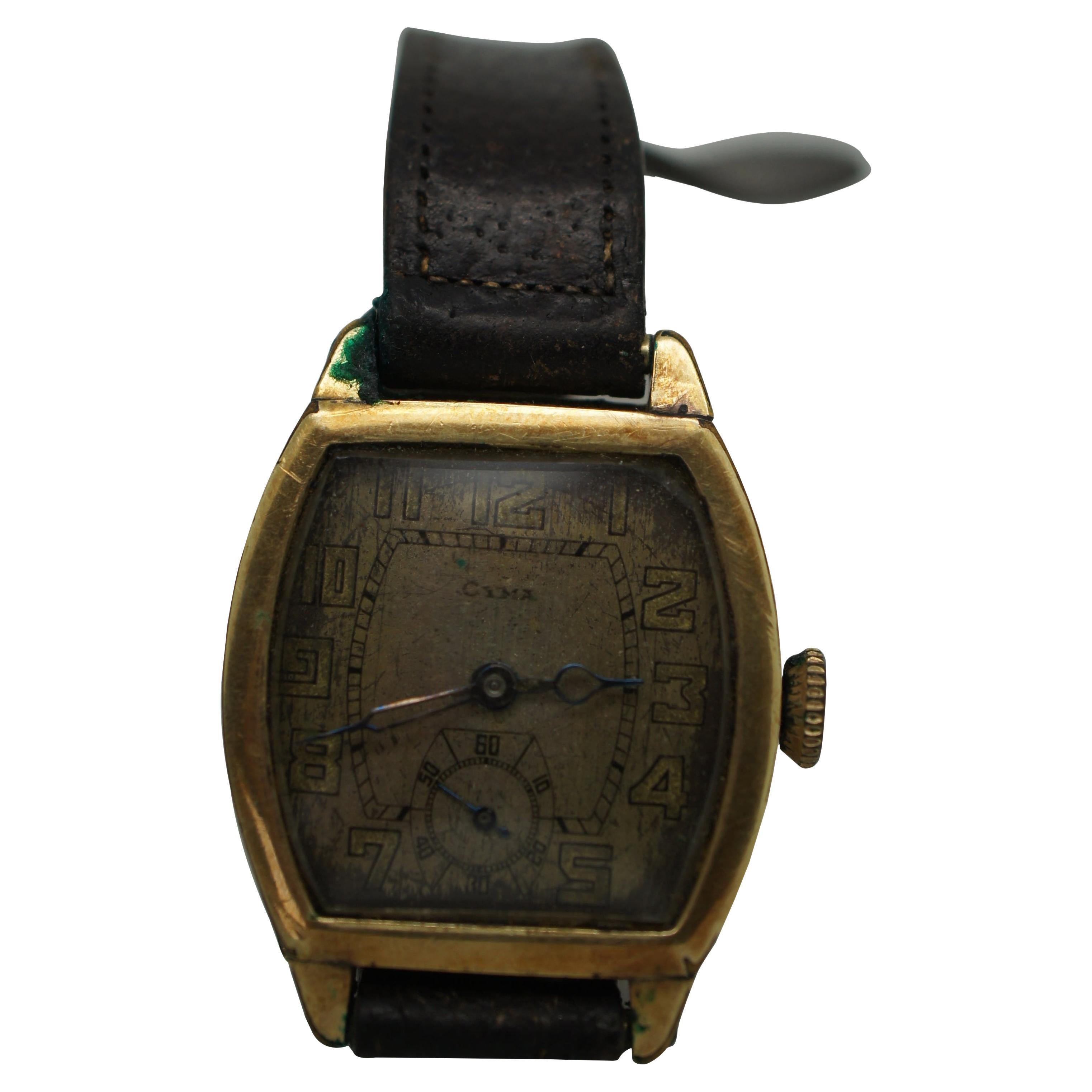 Antique Tacy Watch Co. Cyma 15 Jewel Wrist Watch Timepiece for Parts For Sale