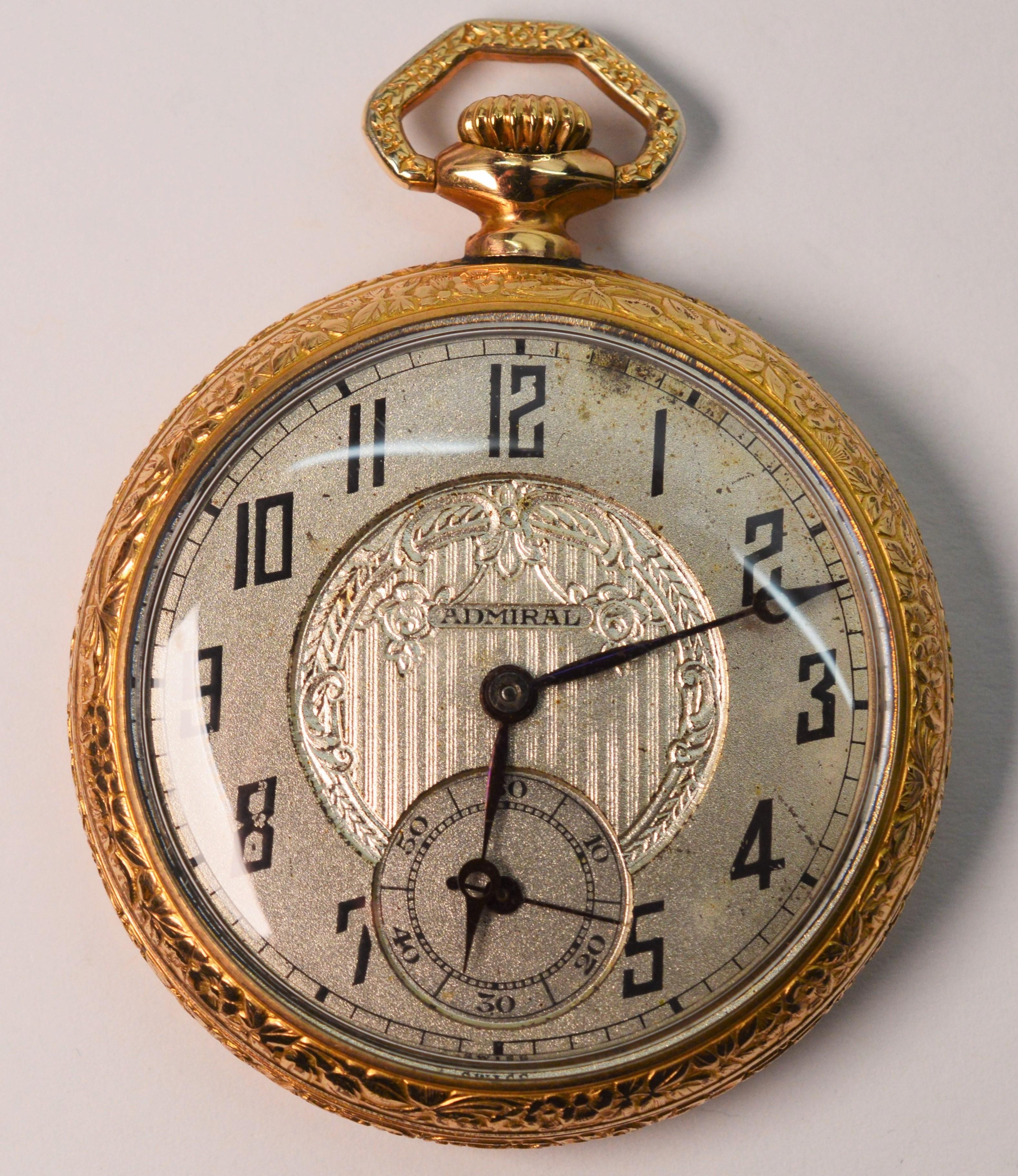 Antique Tacy Watch Company Admiral Display Back Pocket Watch, Circa 1920 1
