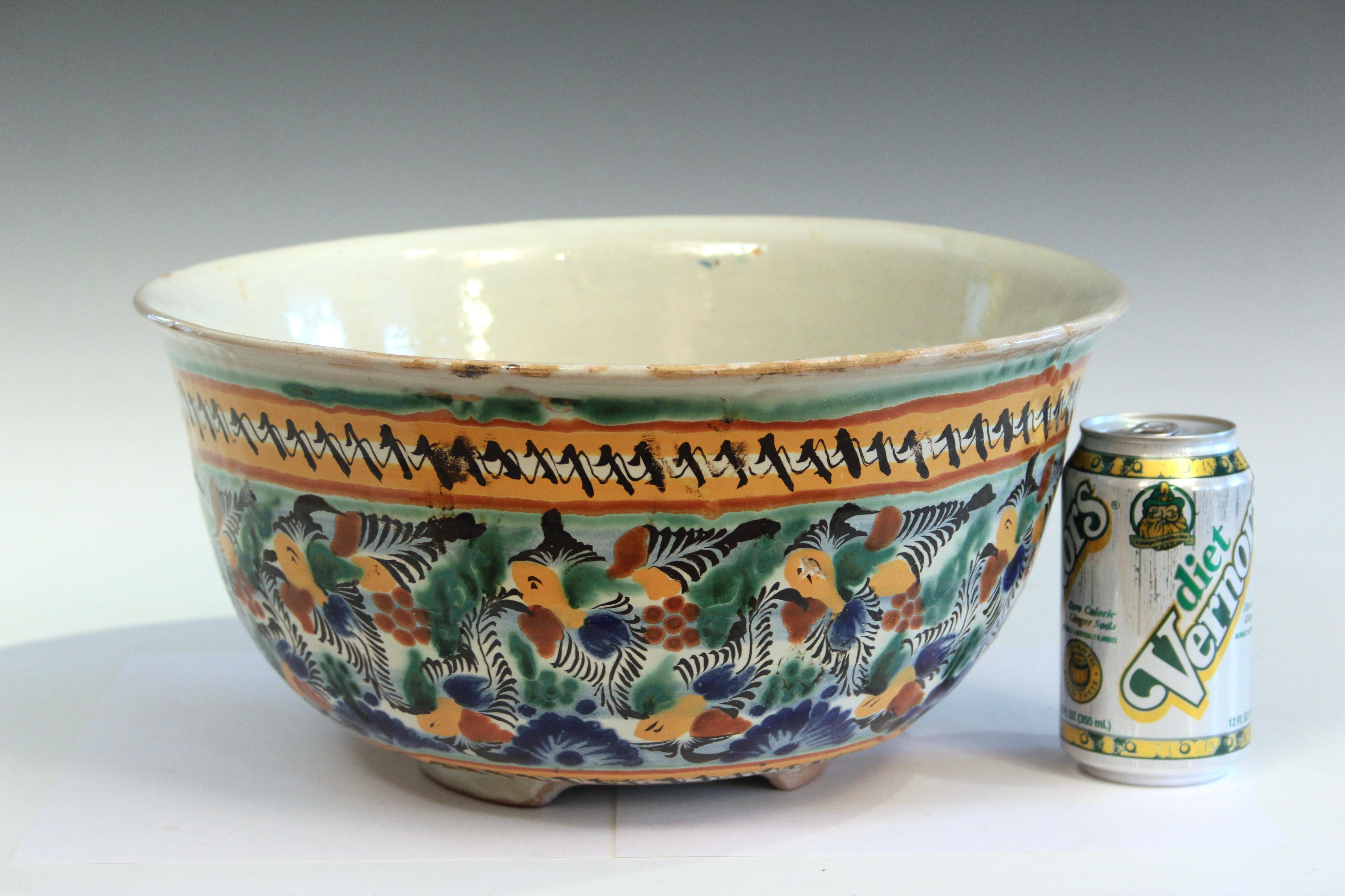 Antique Talavera Uriarte Mexican Pottery Bowl Centerpiece Fruit Large 14