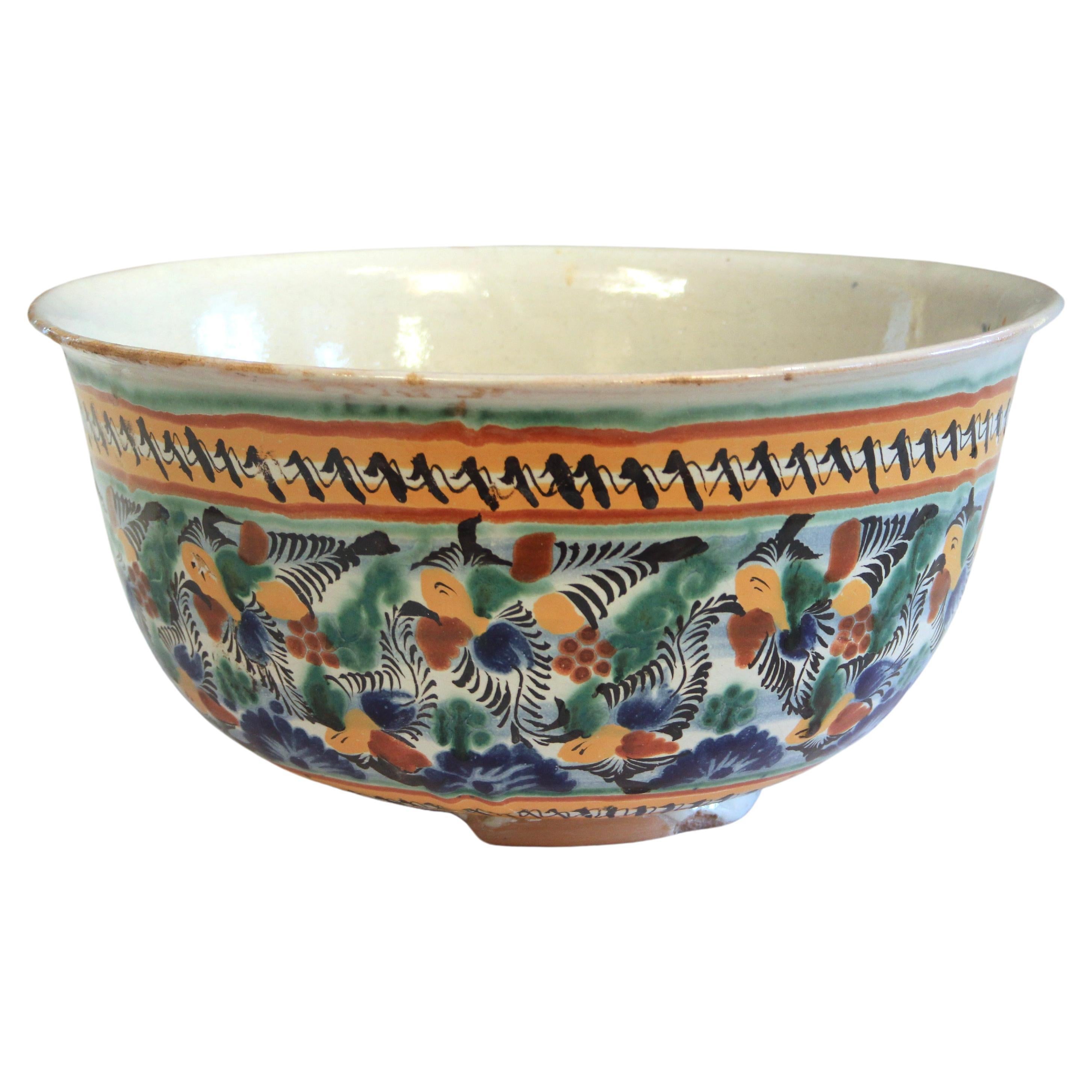 Antique Talavera Uriarte Mexican Pottery Bowl Centerpiece Fruit Large 14"