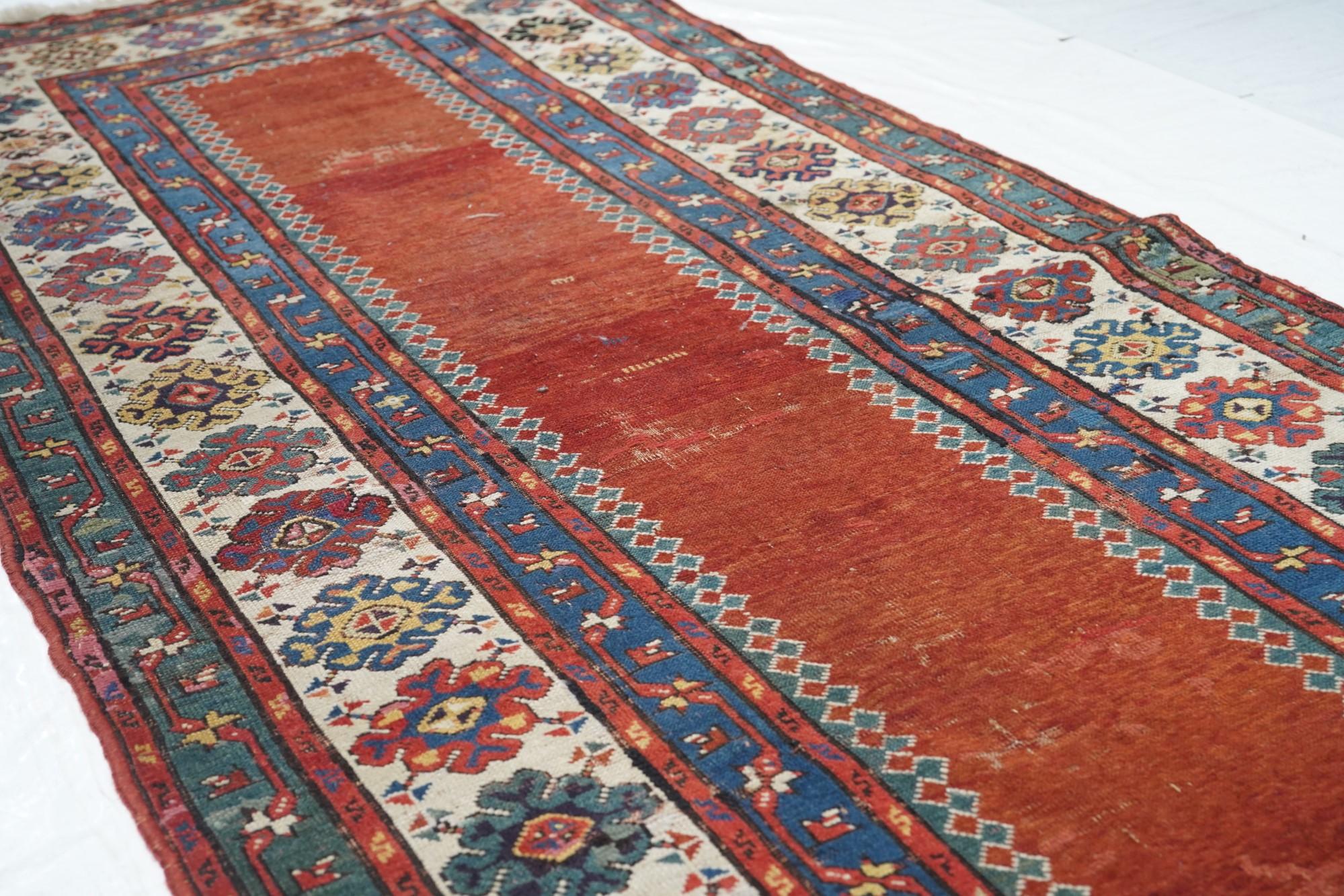 Laine Tapis talish caucasien ancien 3'7'' x 8'5'' en vente