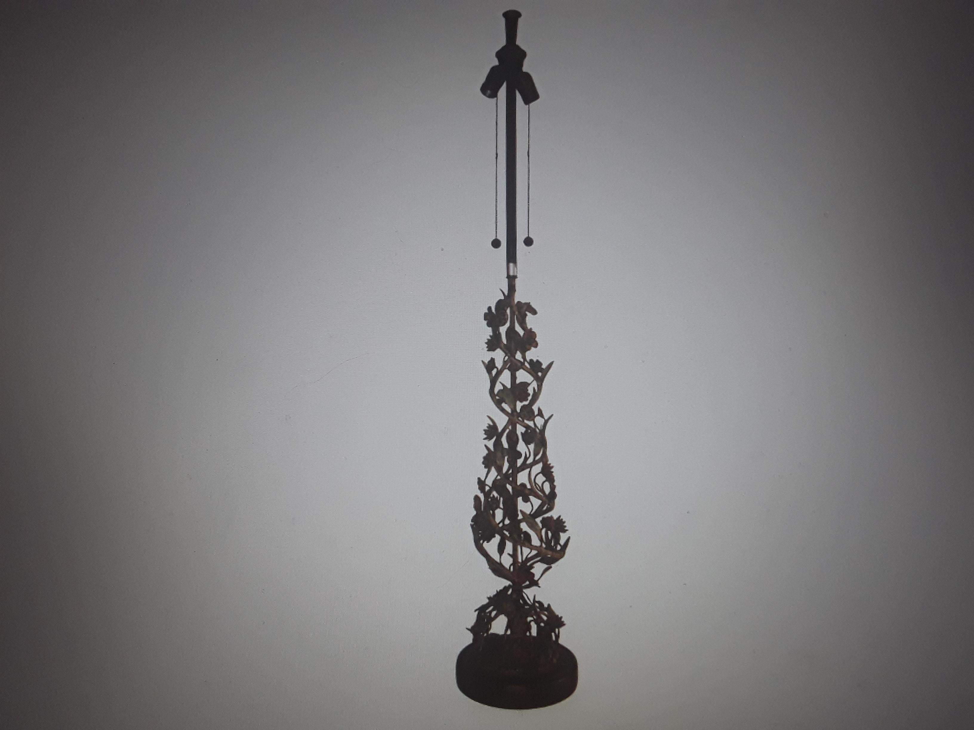 Ancienne lampe de table à 2 ampoules, type topiaire italien 1910 48