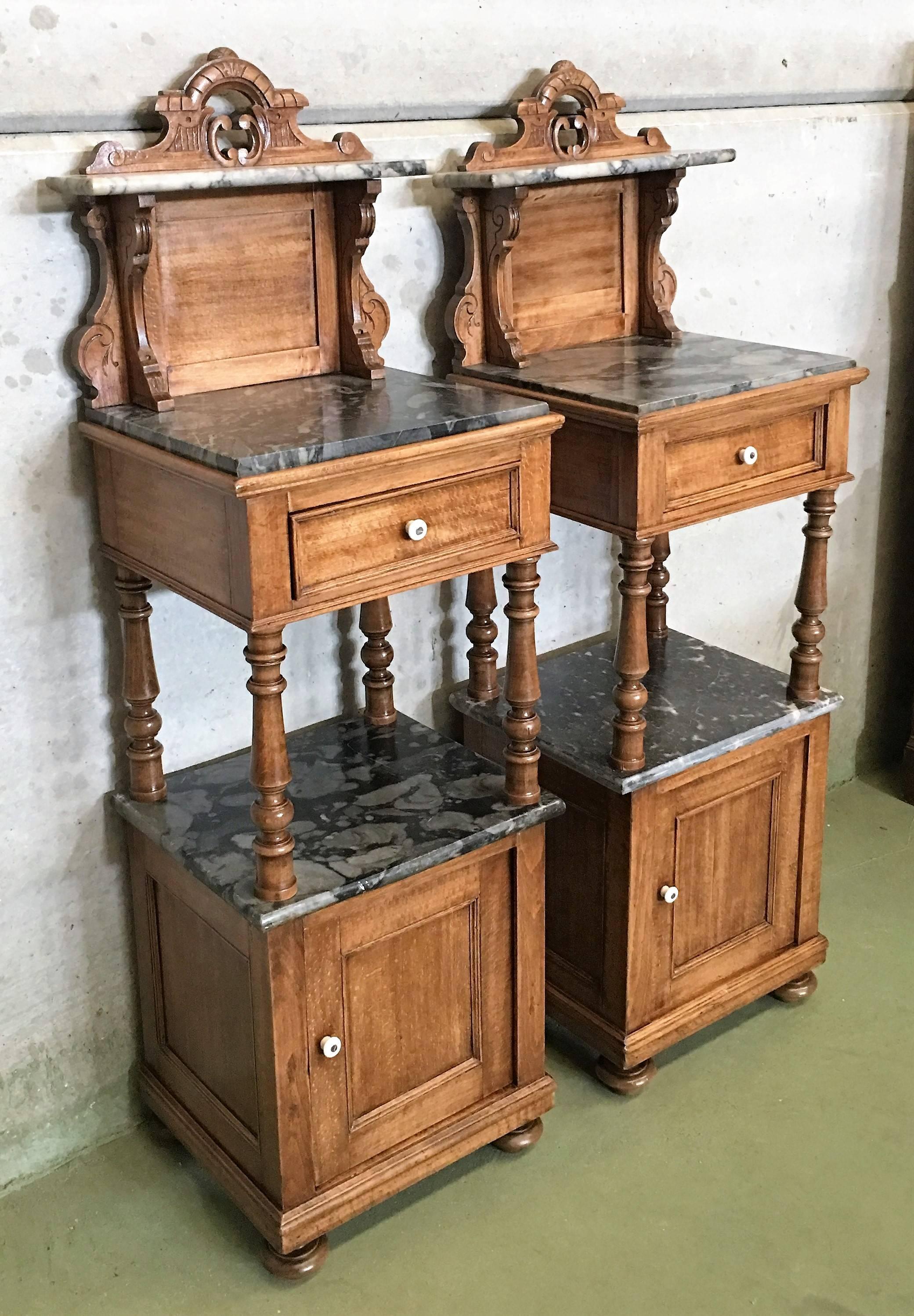 antique oak bedside tables