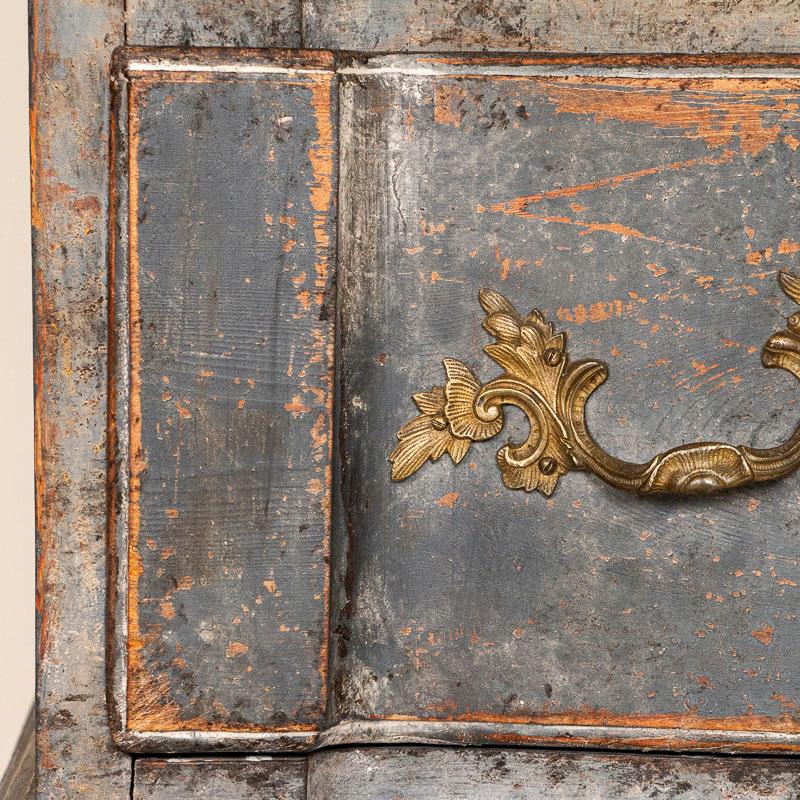 18th Century Antique Tall Baroque Oak Gray Painted Chest of Drawers from Denmark