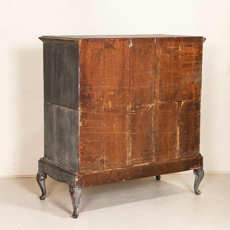 Danish Antique Tall Baroque Oak Original Gray Painted Chest of Drawers from Denmark