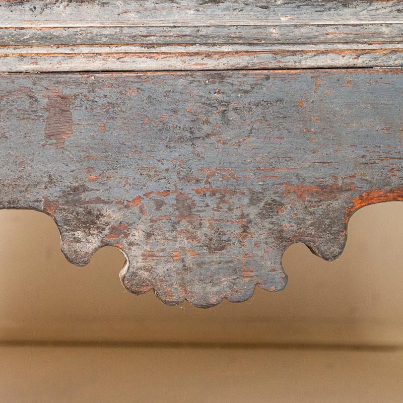 18th Century Antique Tall Baroque Oak Original Gray Painted Chest of Drawers from Denmark