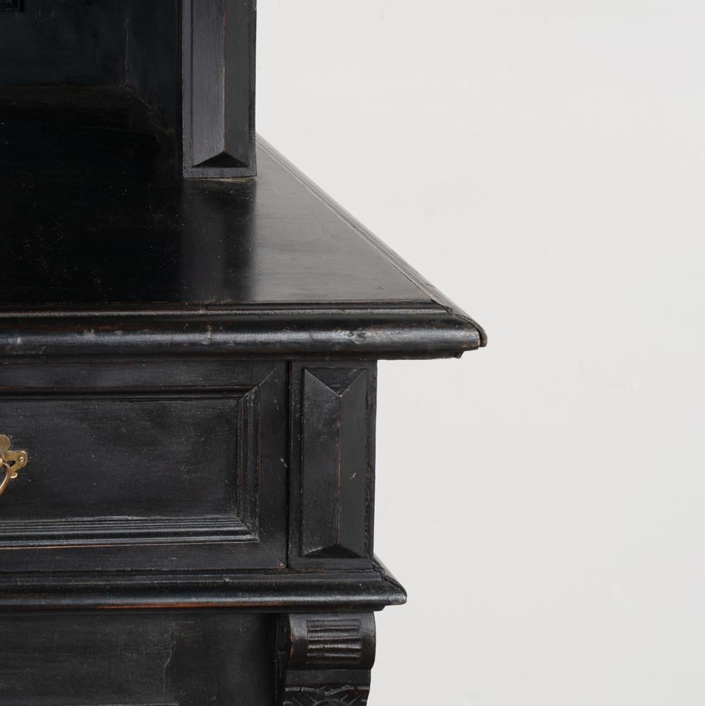 Antique Tall Black Painted Bookcase Display Cabinet, circa 1880 1