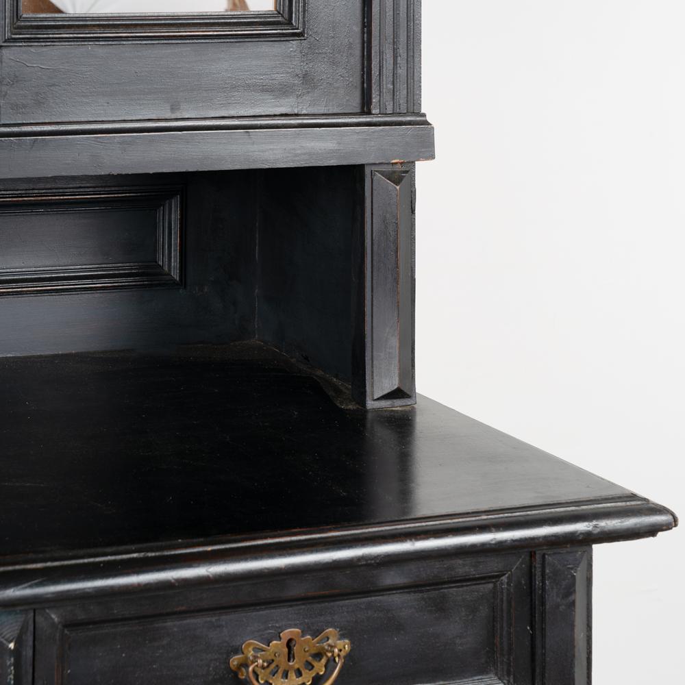 Antique Tall Black Painted Bookcase Display Cabinet, circa 1880 2