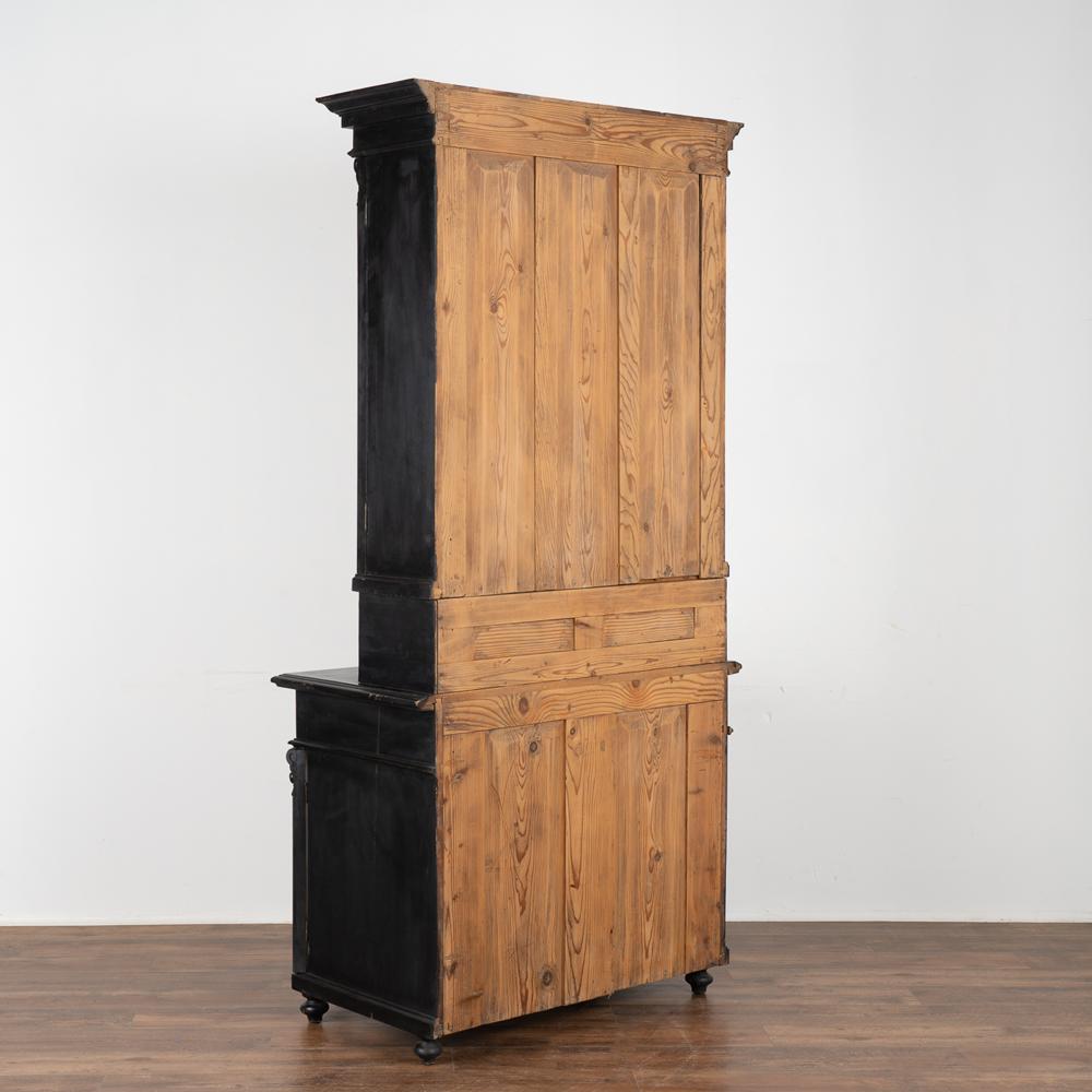 Antique Tall Black Painted Bookcase Display Cabinet, circa 1880 3