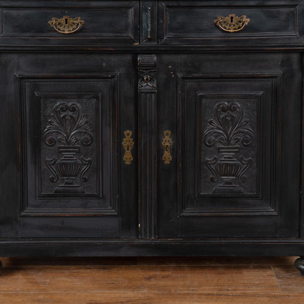 Antique Tall Black Painted Bookcase Display Cabinet, circa 1880 In Good Condition In Round Top, TX