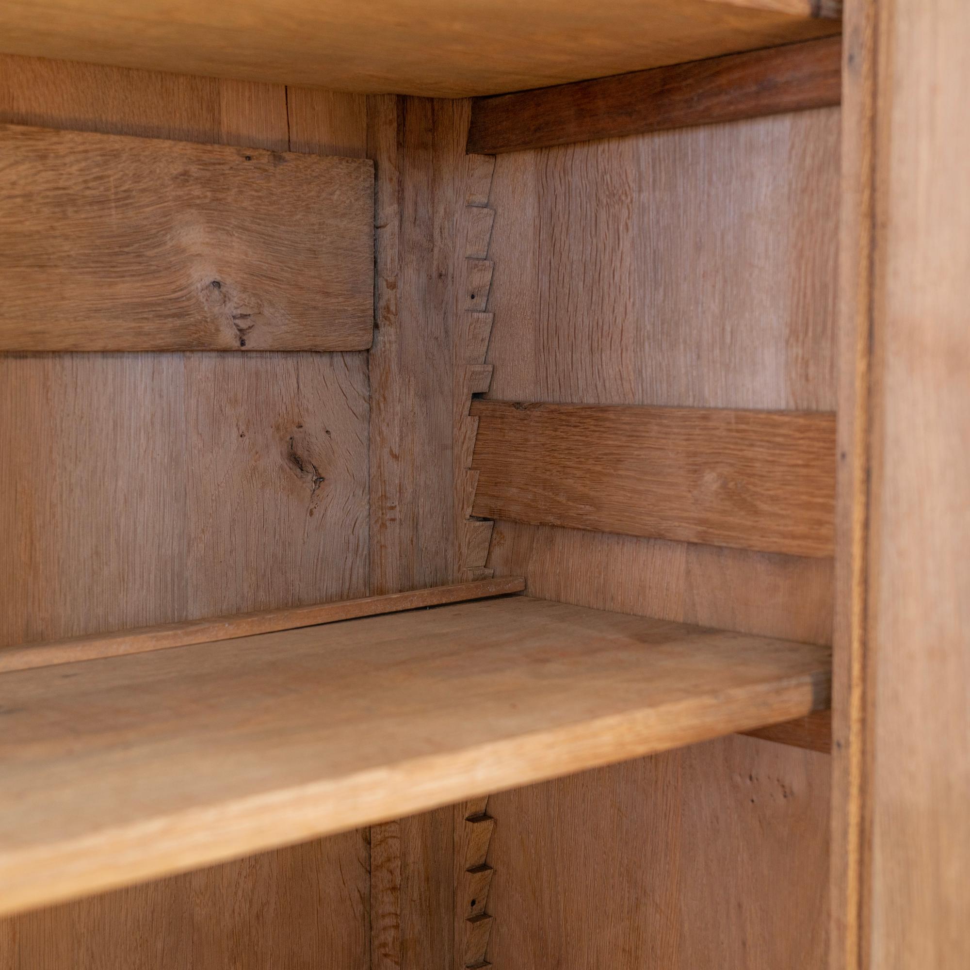 20th Century Antique Tall Bleached Oak Bookcase Display Cabinet from France, circa 1900's