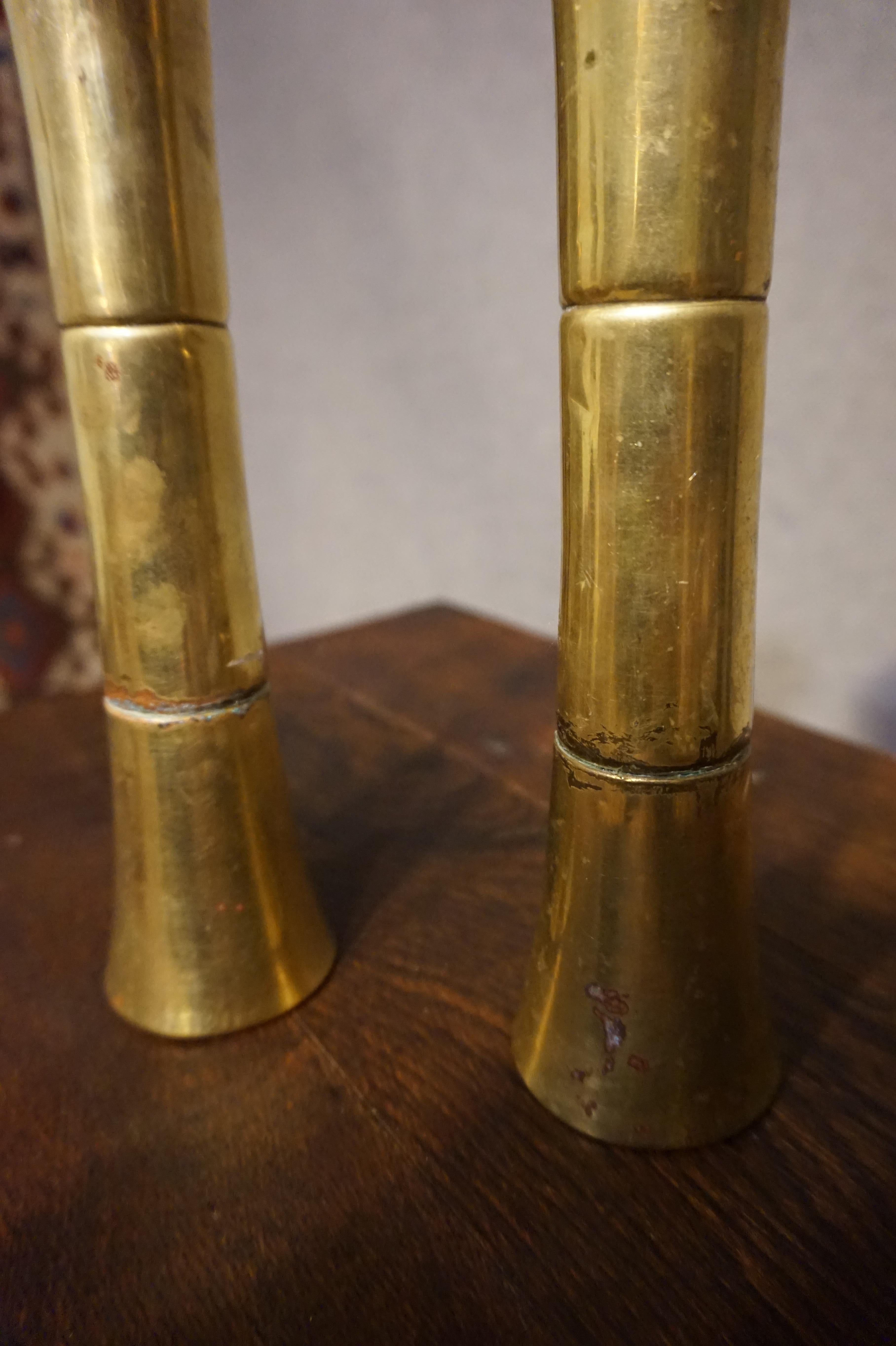 antique brass salt and pepper shakers
