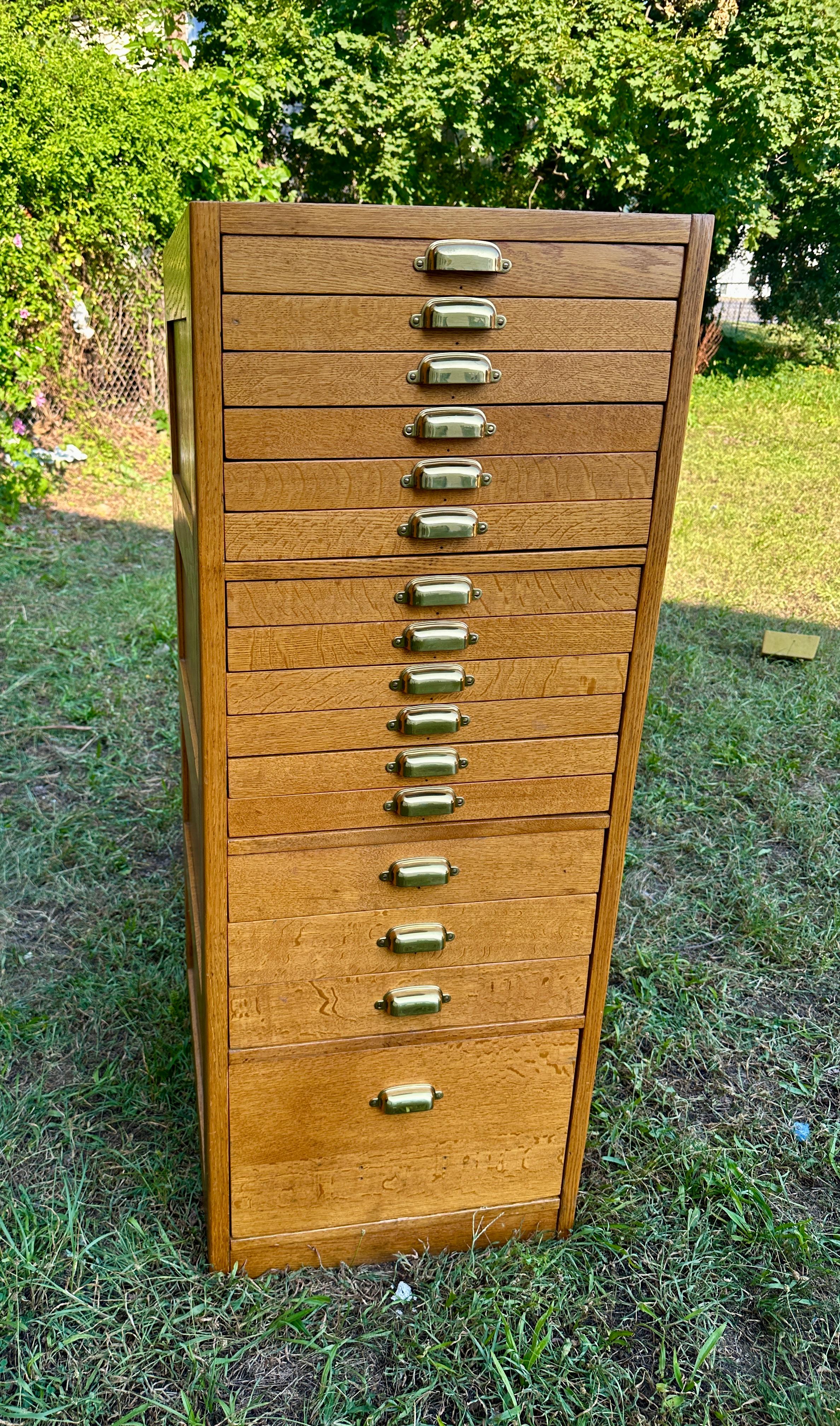 Antico mobile alto con sedici cassetti, 1920-1930 circa - W5000 in vendita 6