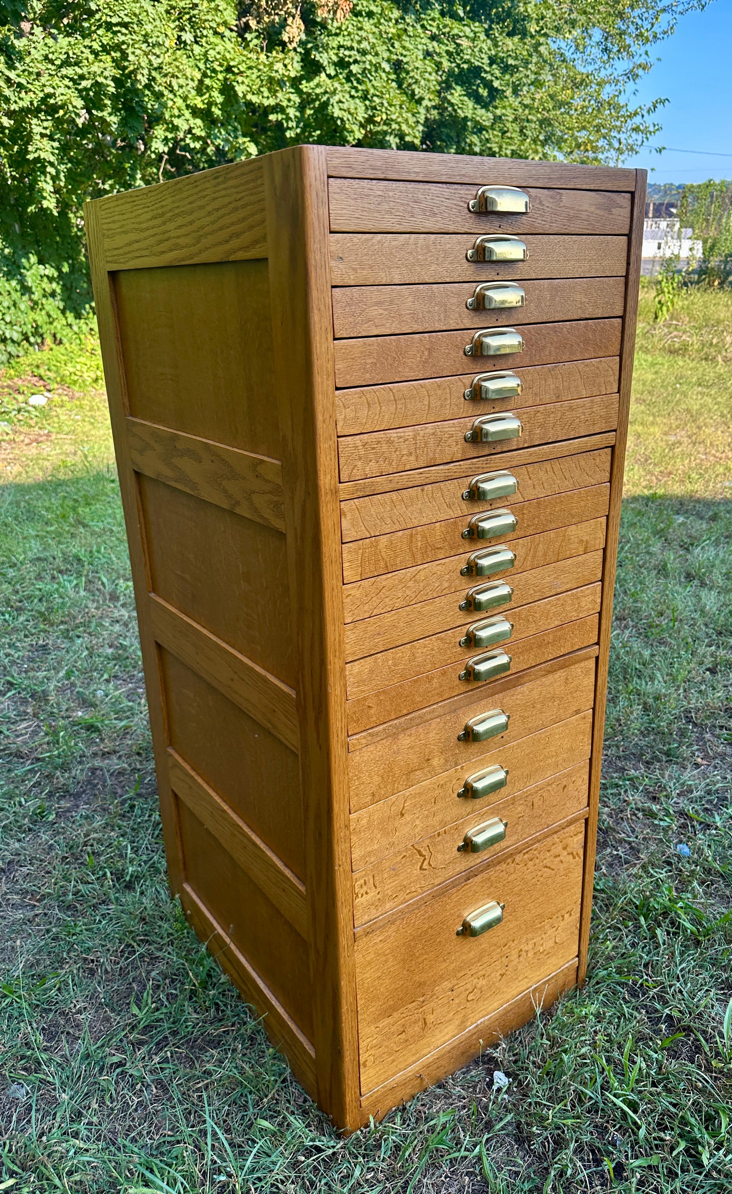 Antico mobile alto con sedici cassetti, 1920-1930 circa - W5000 in vendita 2