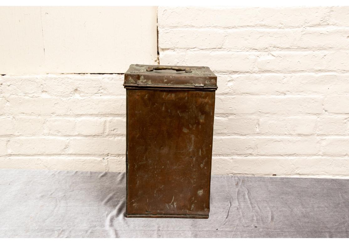 Brass Antique Tall Copper Storage Chest For Sale
