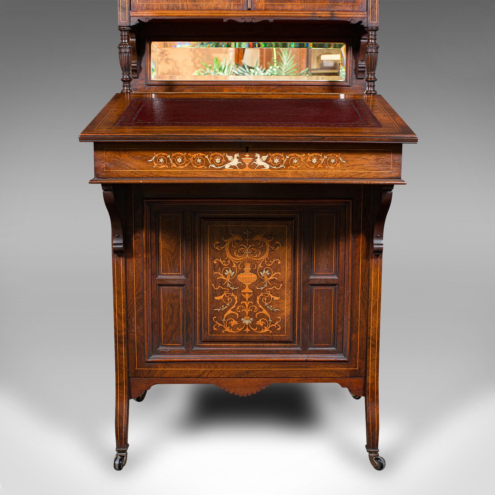 Antico mobile da ufficio alto Davenport, inglese, in noce, vittoriano, Circa 1860 in vendita 4