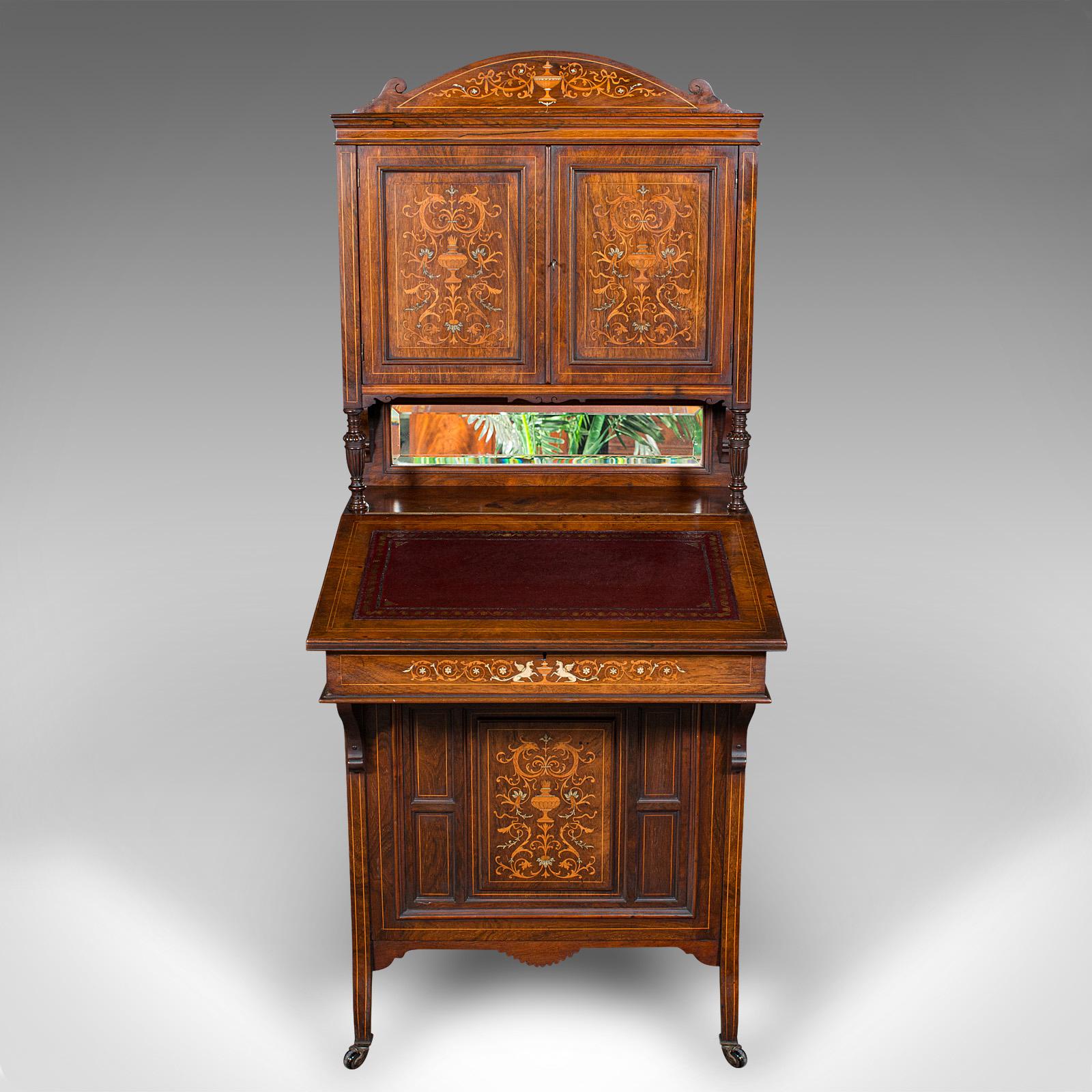 Britannico Antico mobile da ufficio alto Davenport, inglese, in noce, vittoriano, Circa 1860 in vendita