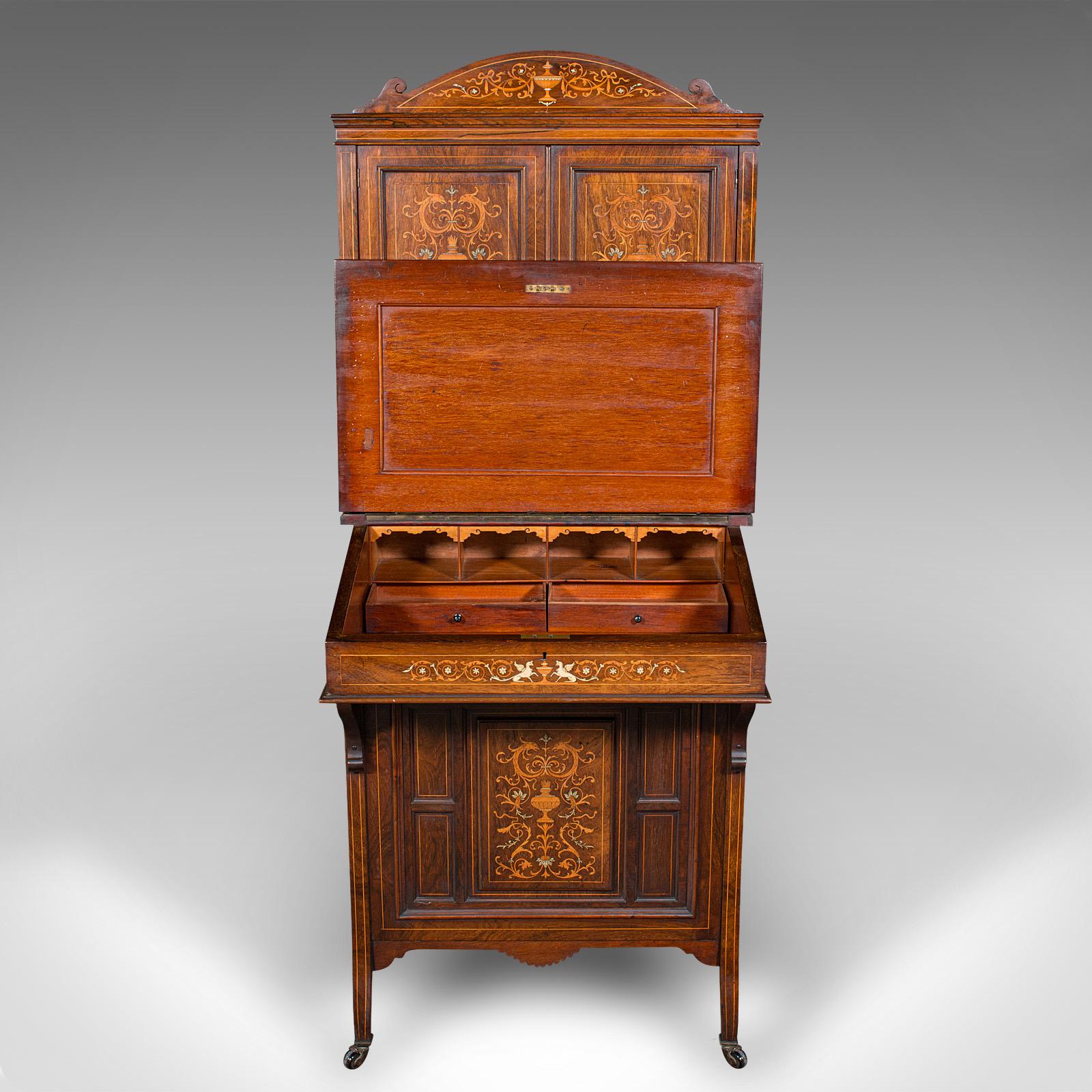 Antico mobile da ufficio alto Davenport, inglese, in noce, vittoriano, Circa 1860 In condizioni buone in vendita a Hele, Devon, GB