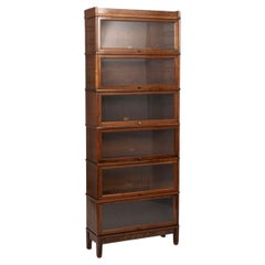Used Tall Mahogany Wood Barrister Bookcase Cabinet Six Shelf