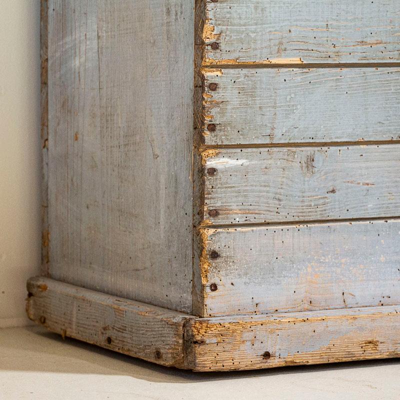 Wood Antique Tall Narrow Gray Painted Console Trunk