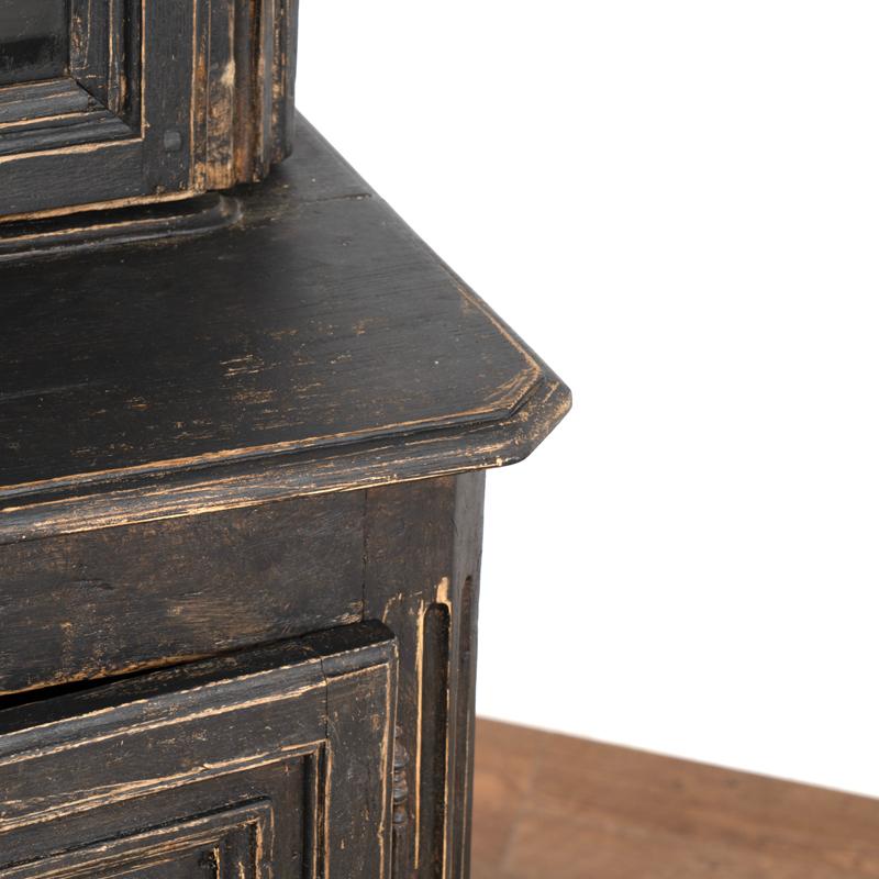 Antique Tall Oak Cabinet Cupboard Bookcase Painted Black from France 5