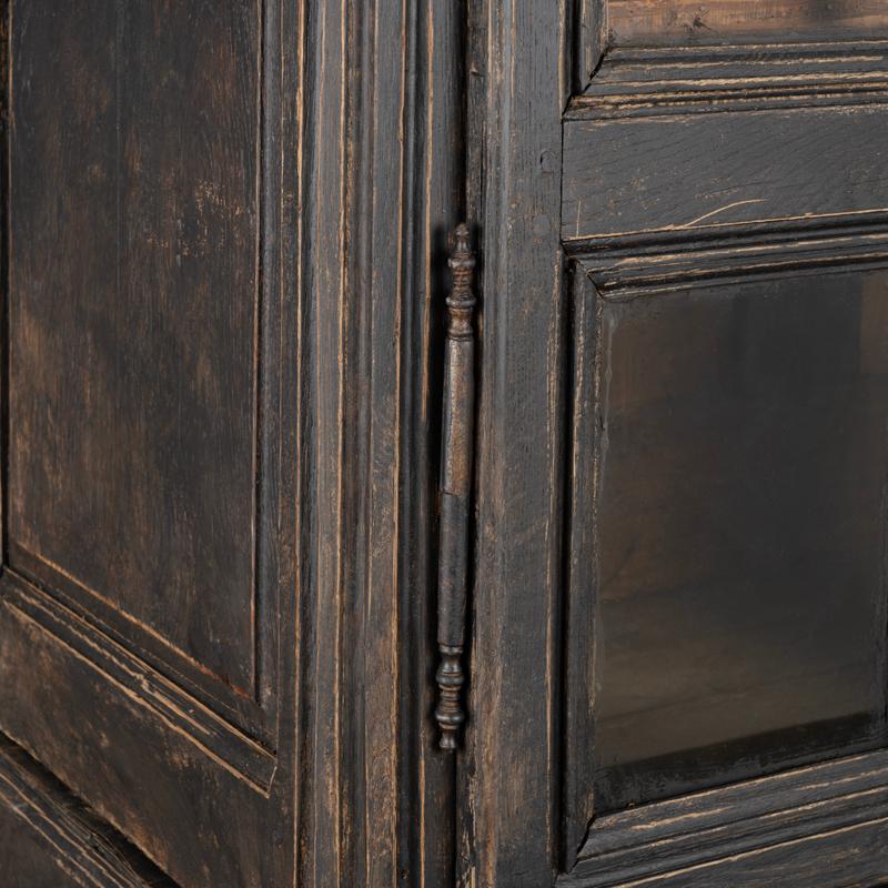 Antique Tall Oak Cabinet Cupboard Bookcase Painted Black from France 6