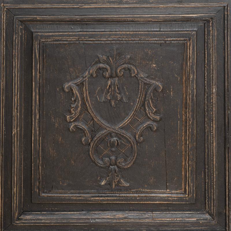 Antique Tall Oak Cabinet Cupboard Bookcase Painted Black from France 1