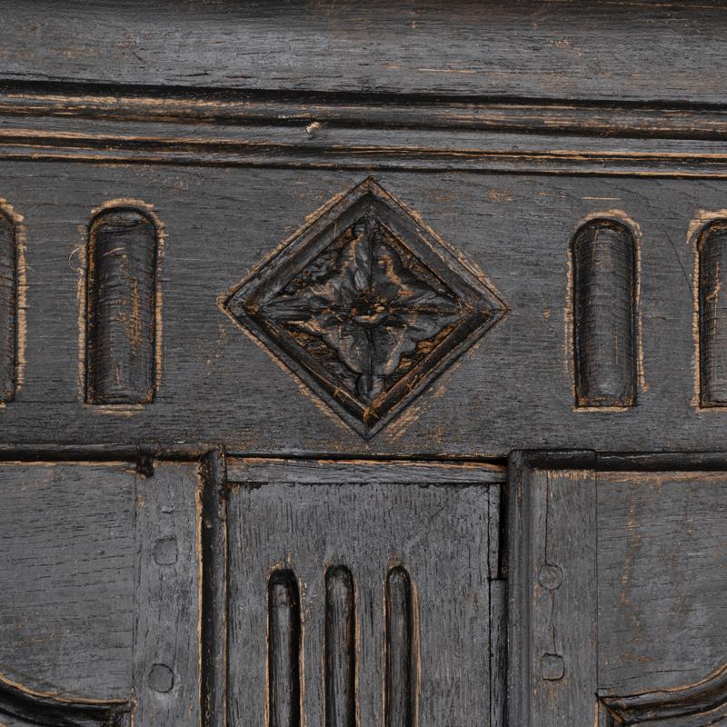 Antique Tall Oak Cabinet Cupboard Bookcase Painted Black from France 2