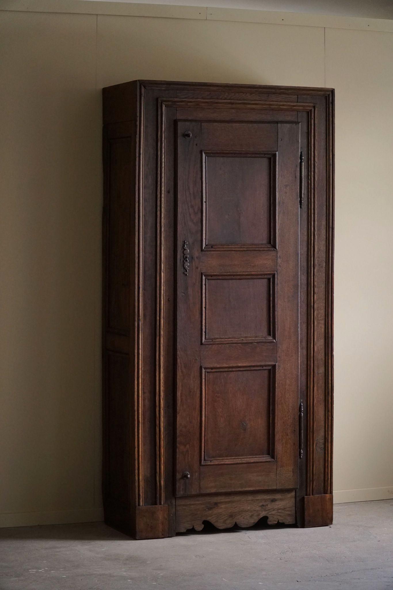 Mid-Century Modern Antique Tall Oak Cabinet, Made by a French Cabinetmaker, Late 19th Century For Sale