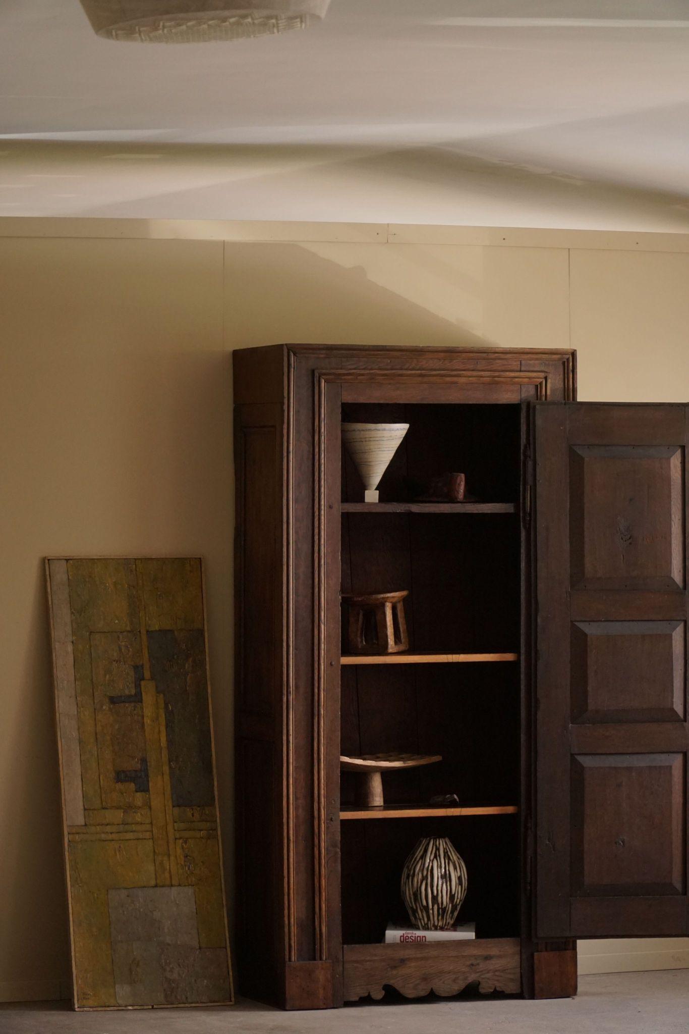 Antique Tall Oak Cabinet, Made by a French Cabinetmaker, Late 19th Century In Fair Condition For Sale In Odense, DK