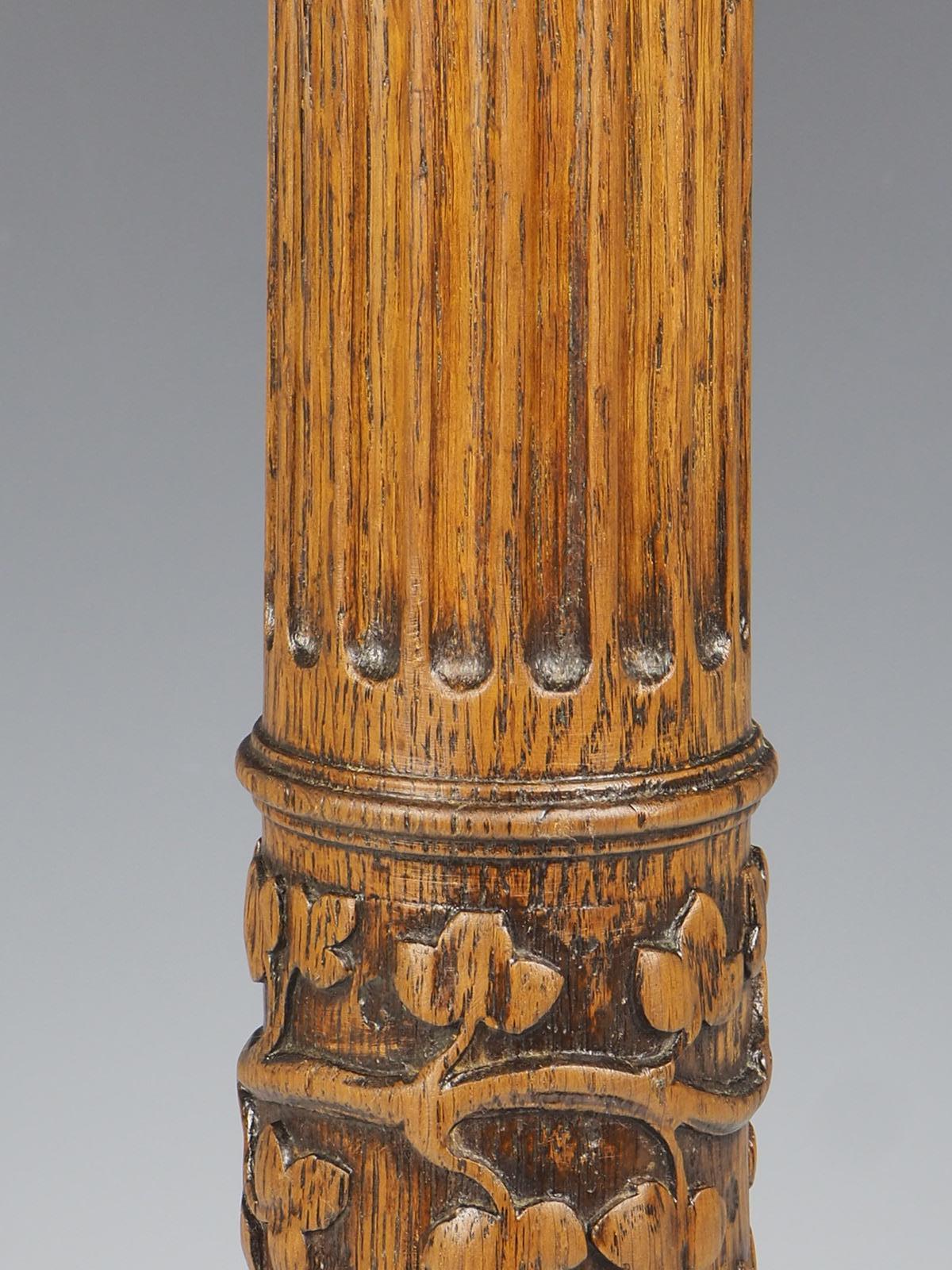 Antique Tall Oak Corinthian Table Lamp For Sale 9