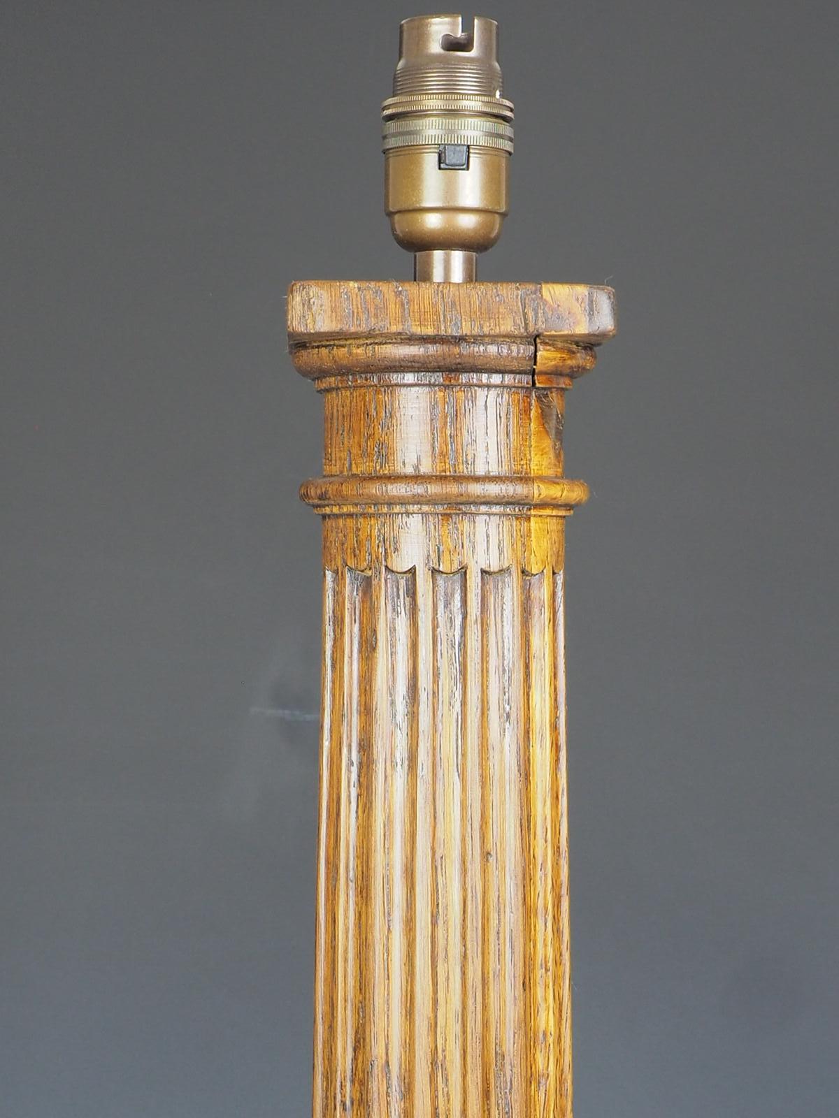 Antique Tall Oak Corinthian Table Lamp For Sale 1