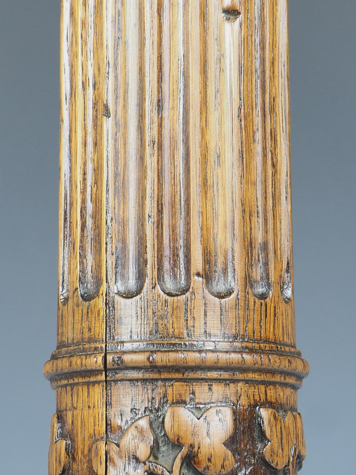 Antique Tall Oak Corinthian Table Lamp For Sale 3