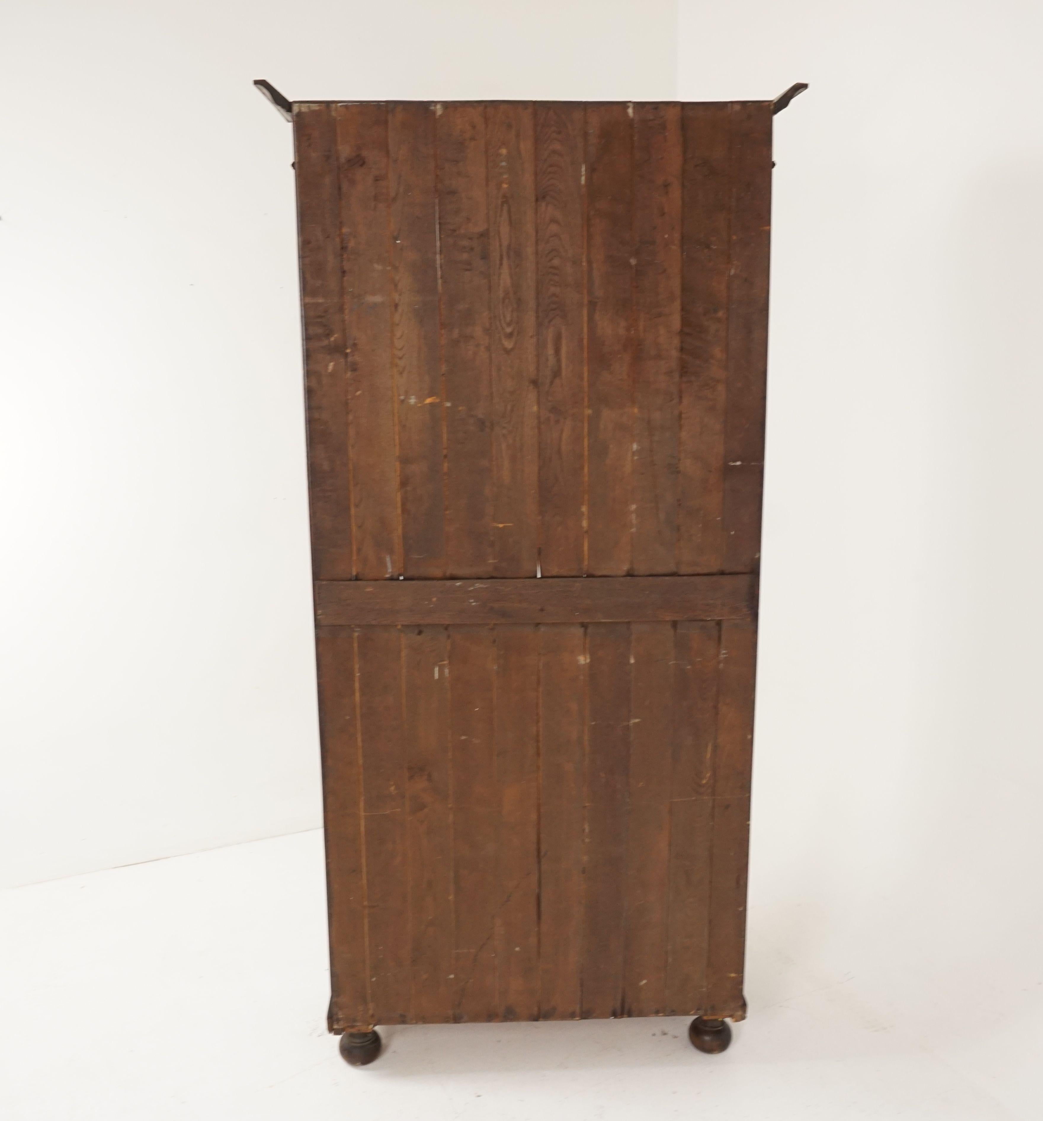 Antique Tall Oak Open Bookcase, Display Cabinet, Scotland 1910, B1645 2