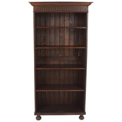 Antique Tall Oak Open Bookcase, Display Cabinet, Scotland 1910, B1645