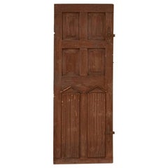 Antique Tall Original Brown Painted Door with Architectural Carved Elements