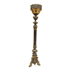 Antique Tall Ornate Cherub Bronze Church Candle Holder
