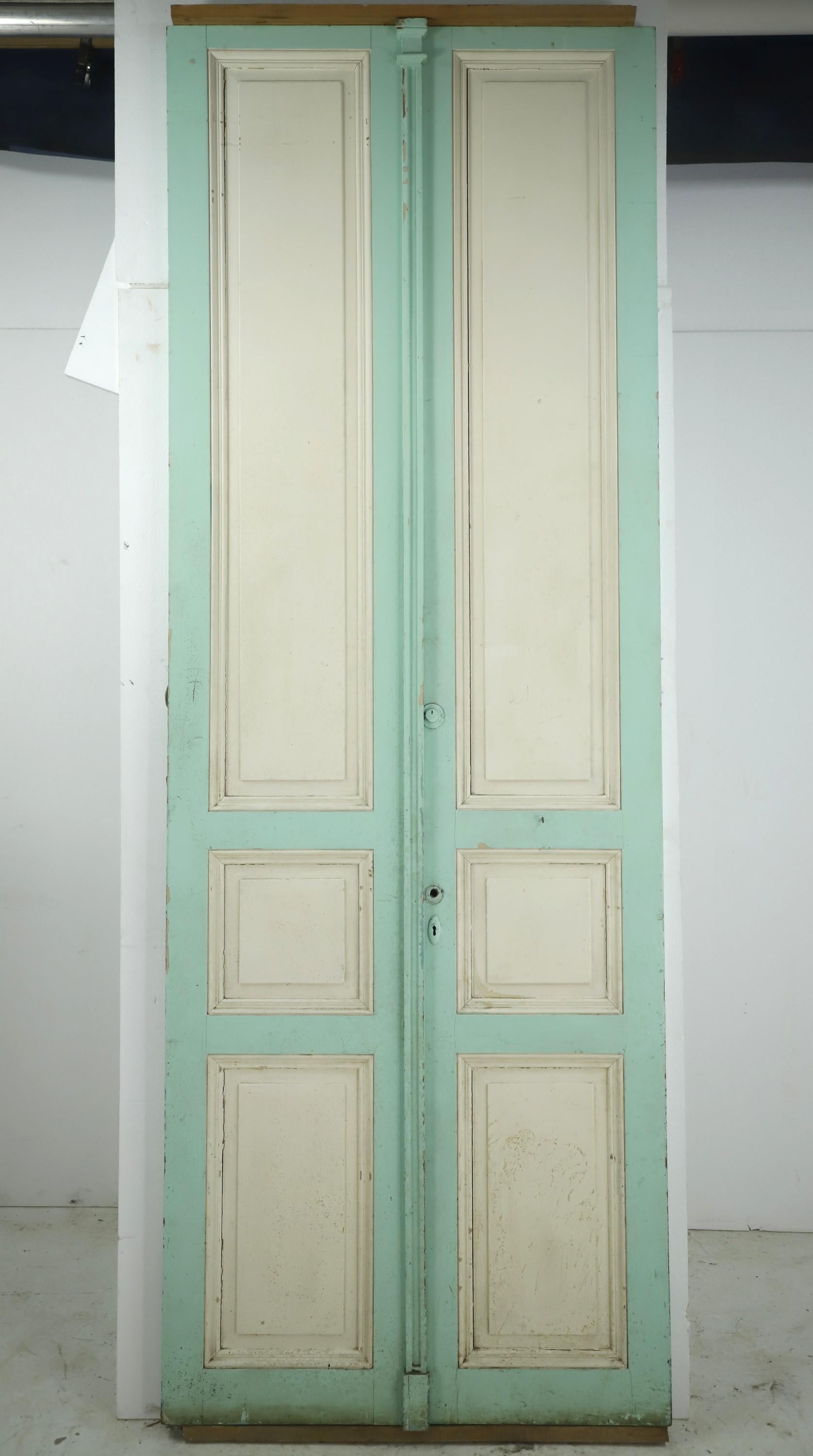 Antique Tall Pair 3 Pane Wood Doors 3