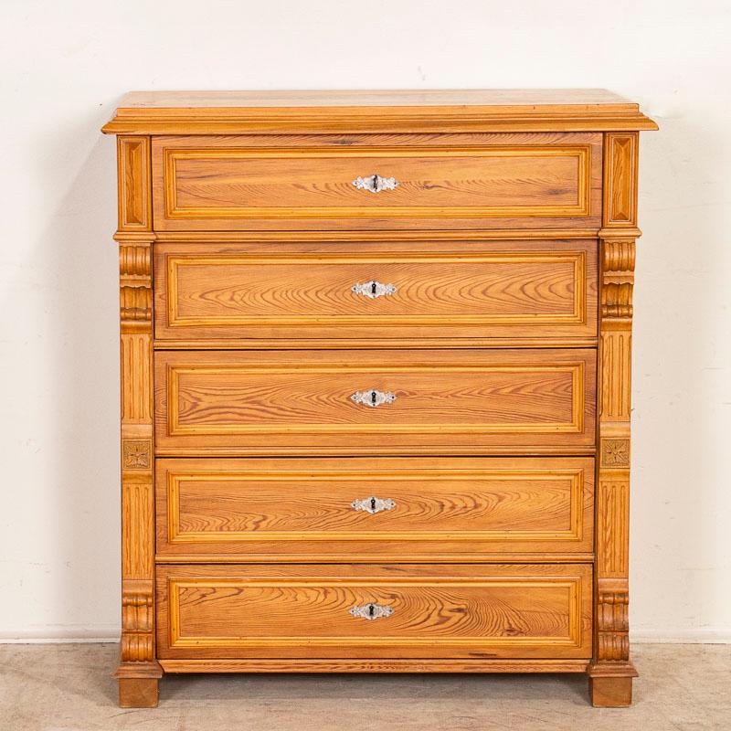 Antique Tall Pine Chest of Drawers Highboy from Sweden In Good Condition In Round Top, TX