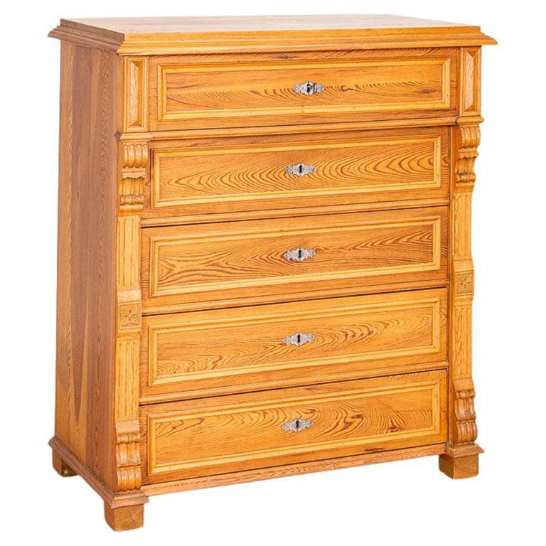 Antique Tall Pine Chest of Drawers Highboy from Sweden
