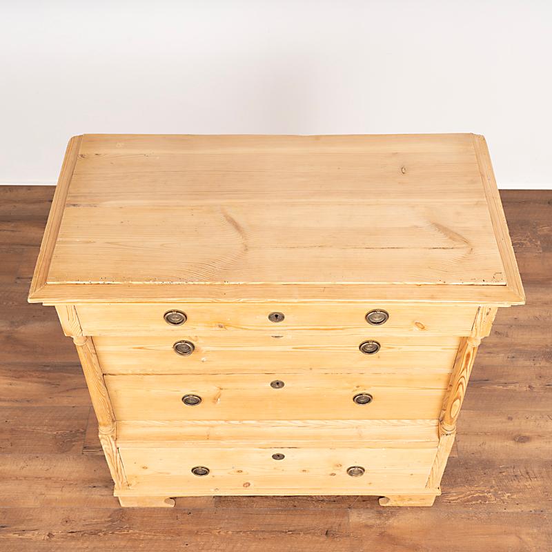 Antique Tall Pine Chest of Four Drawers Highboy from Sweden 2