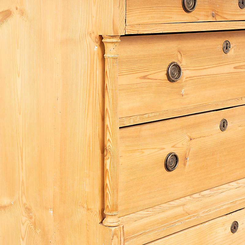 19th Century Antique Tall Pine Chest of Four Drawers Highboy from Sweden