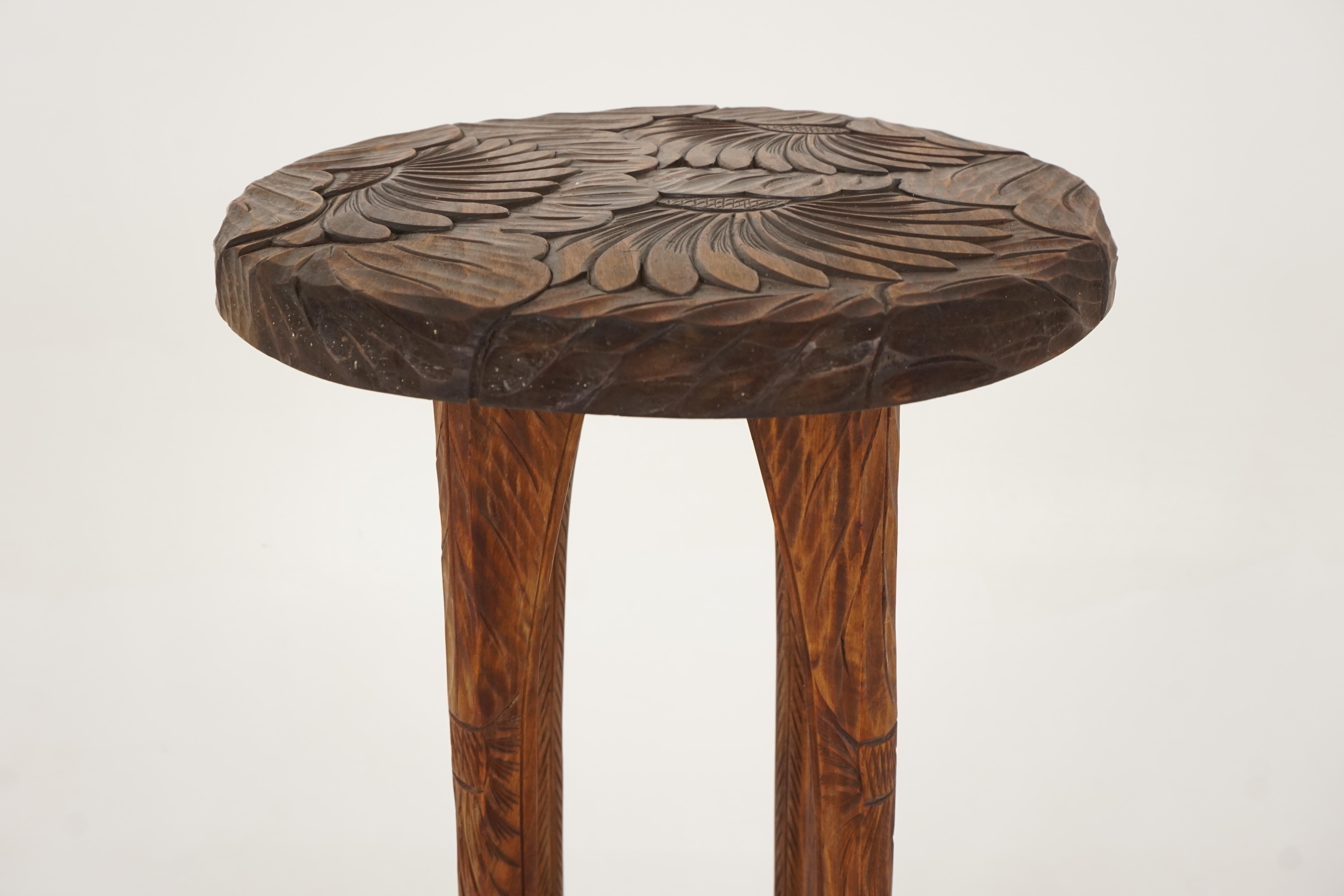 Early 20th Century Antique Tall Plant Stand, Liberty's London, Carved Mahogany, Japan, 1905