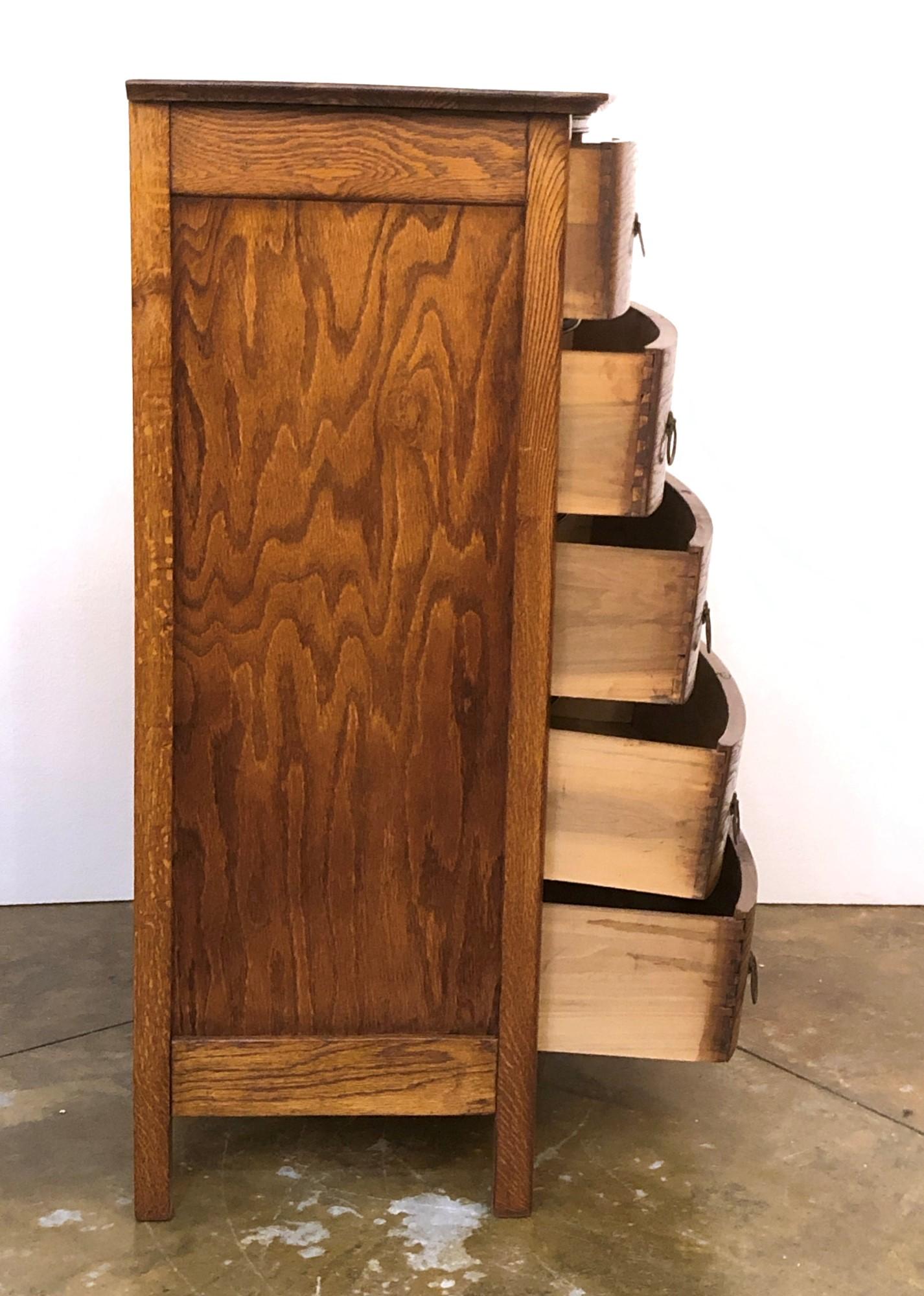 Antique Tall Six Drawer Oak Dresser Early 20th Century For Sale at