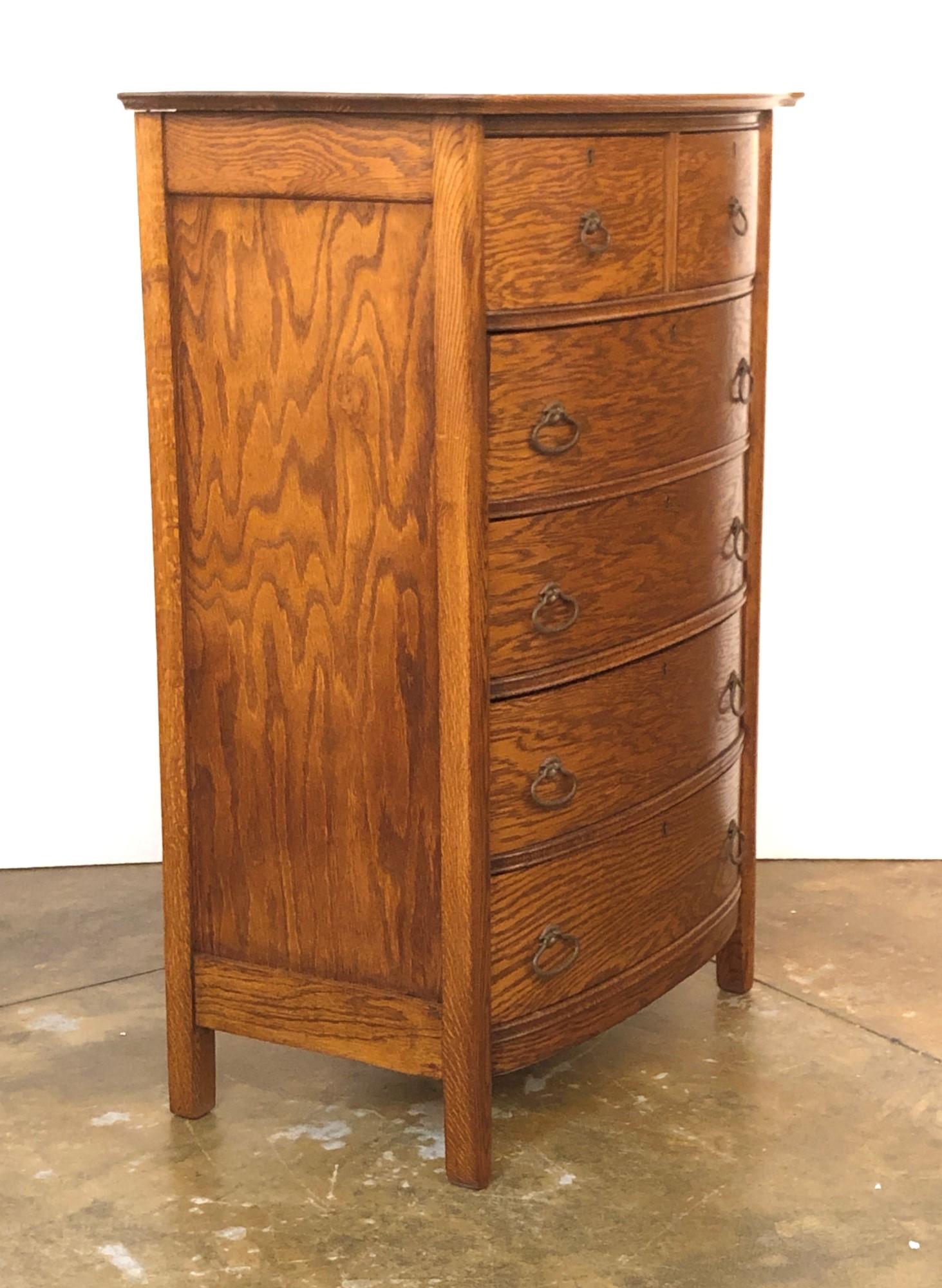 Antique Tall Six Drawer Oak Dresser Early 20th Century For Sale at ...