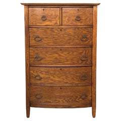 Antique Tall Six Drawer Oak Dresser Early 20th Century