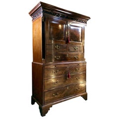 Antique Tallboy Chest Linen Press Chest on Chest George III Mahogany, circa 1810