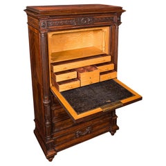 Antico scrittoio per corrispondenza Tallboy, Francese, Kingwood, Escritoire, Vittoriano