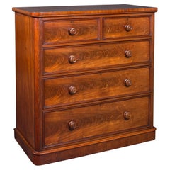 Antique Tallboy, English, Flame, Grand Chest of Drawers, Victorian, Circa 1860