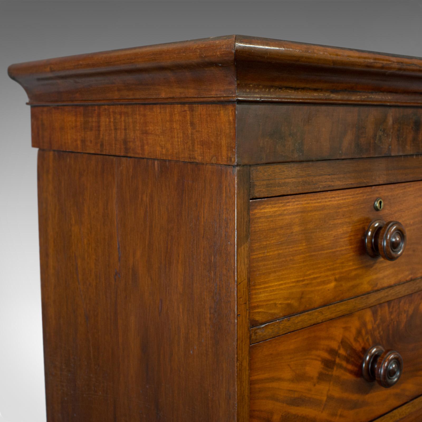 Antique Tallboy, English, Flame Mahogany, Tall Chest of Drawers, Victorian, 1850 In Good Condition In Hele, Devon, GB